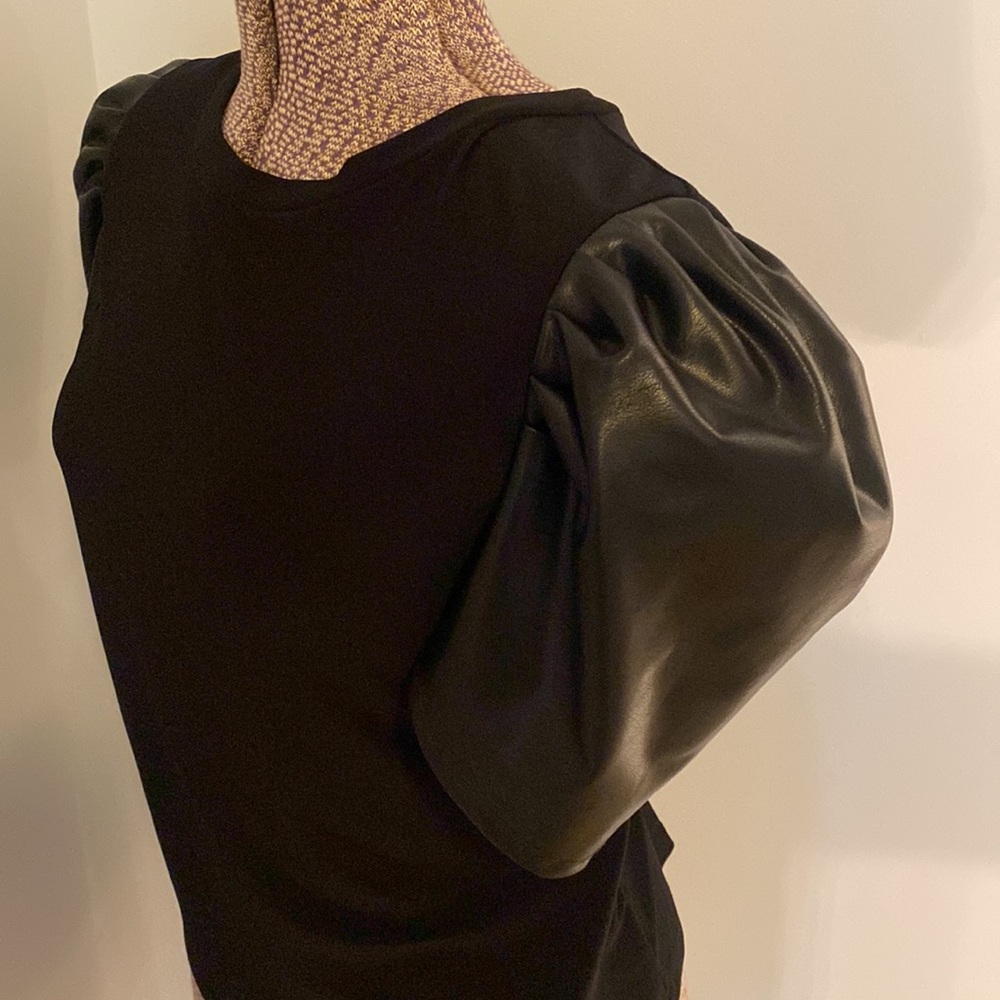 Faux leather sleeve top - Picture 2 of 3
